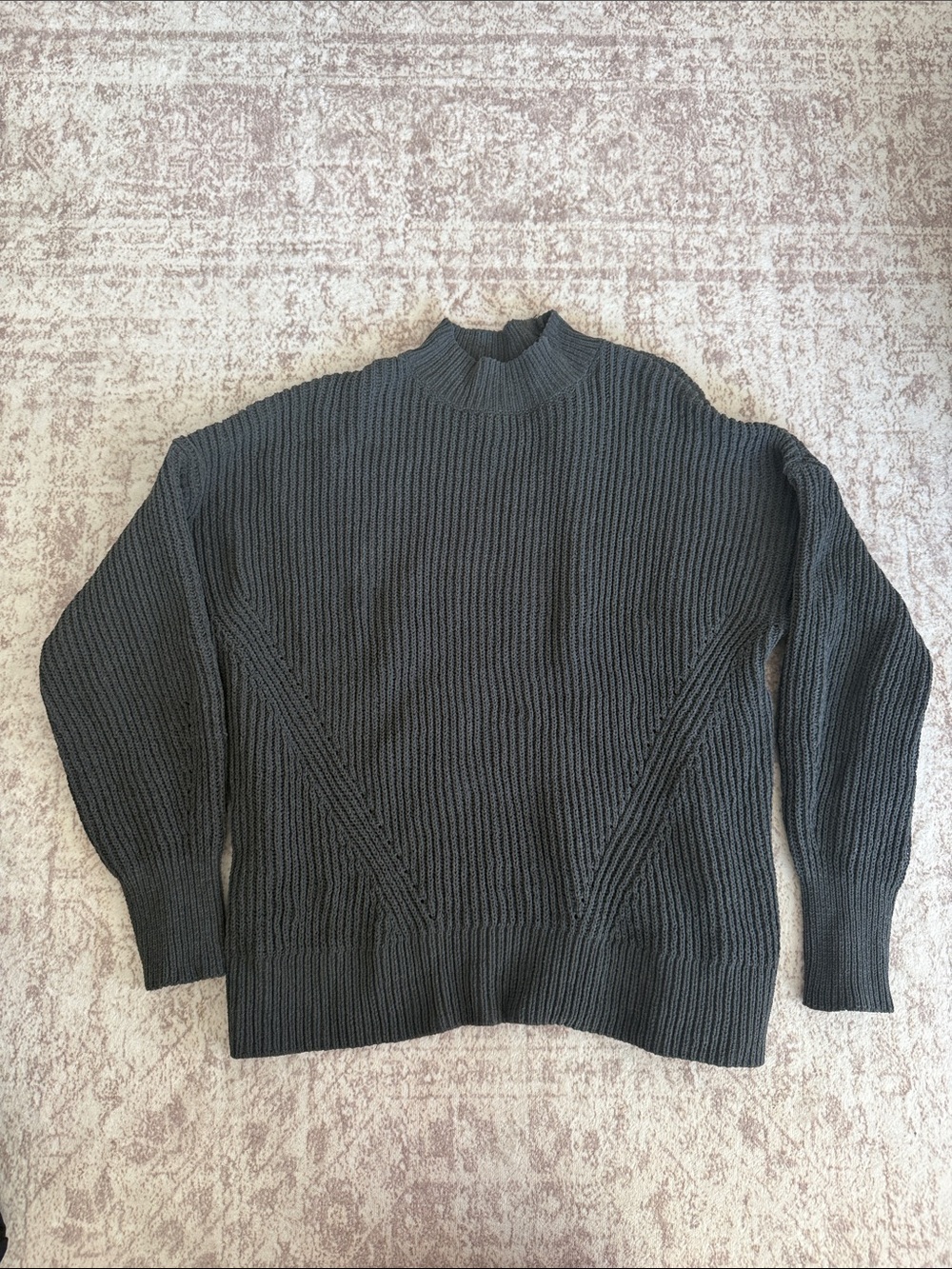 Abercrombie & Fitch Charcoal Mock Neck Ribbed Sweater